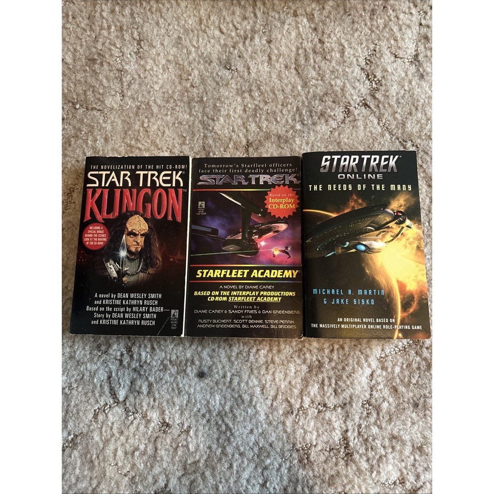 Star Trek Video Game Novelization Book Lot (3) - Klingon, Starfleet Academy, STO